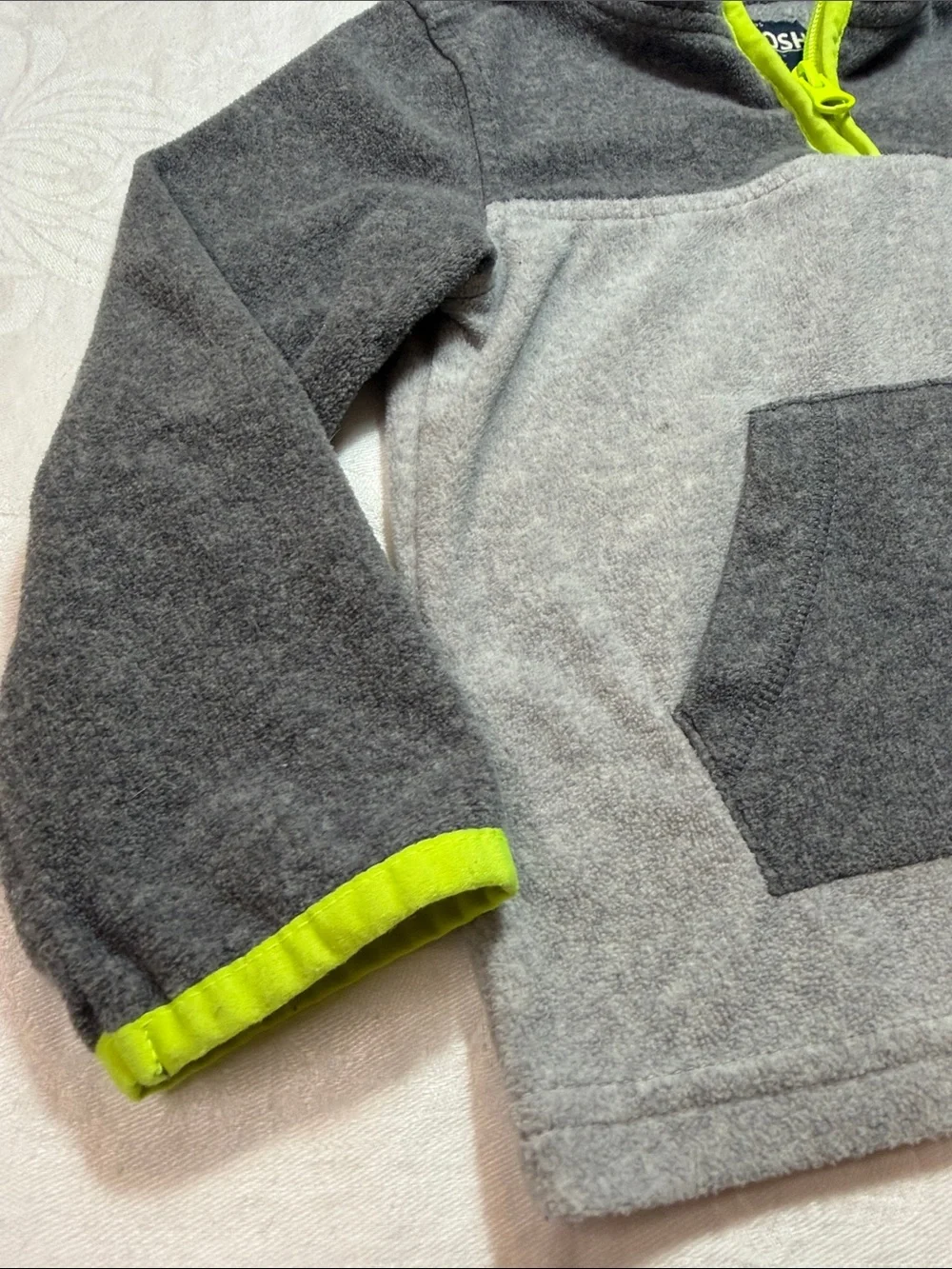 OshKosh B'gosh Gray Fleece Pullover with Lime Trim